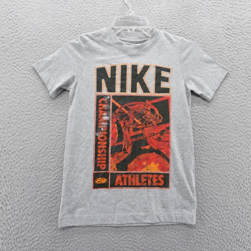 Nike Kids Grey Basketball Championship Athletes Graphic‎ Tee Shirt Small NEW